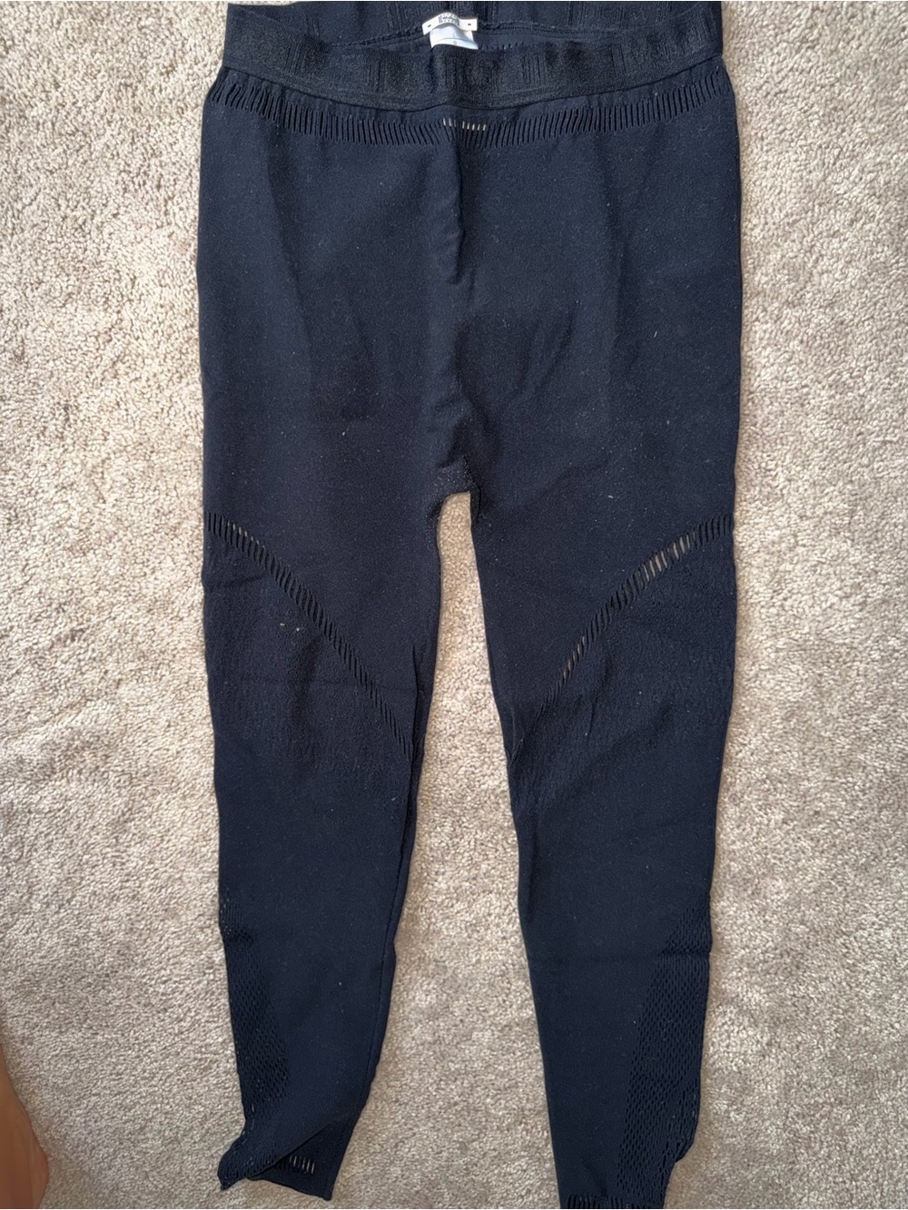 Wolford Black Kids Knit Leggings with Mesh Accents